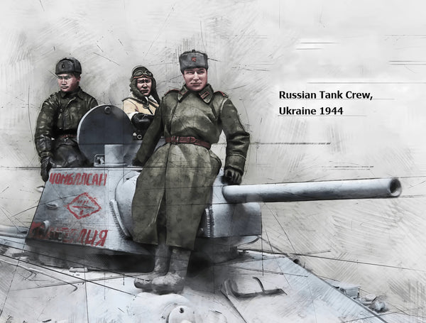 1/35 WWII Soviet Tank Crew Observing from Turret Ukraine 1944, 3 Figures, Resin Model Figure Kit, Unassembled and Unpainted