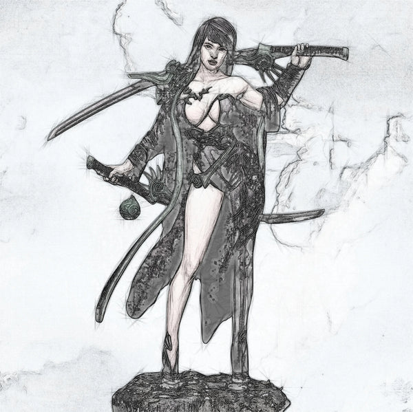 1/24 Female Fantasy Swordsman, Resin Model Figure Kit, Fantasy Theme, Unassembled and Unpainted