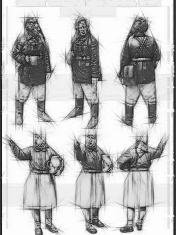 1/35 WWII Soviet Infantry with Female Soldiers, 6 Figures, Resin Model Figure Kit, Unassembled and Unpainted