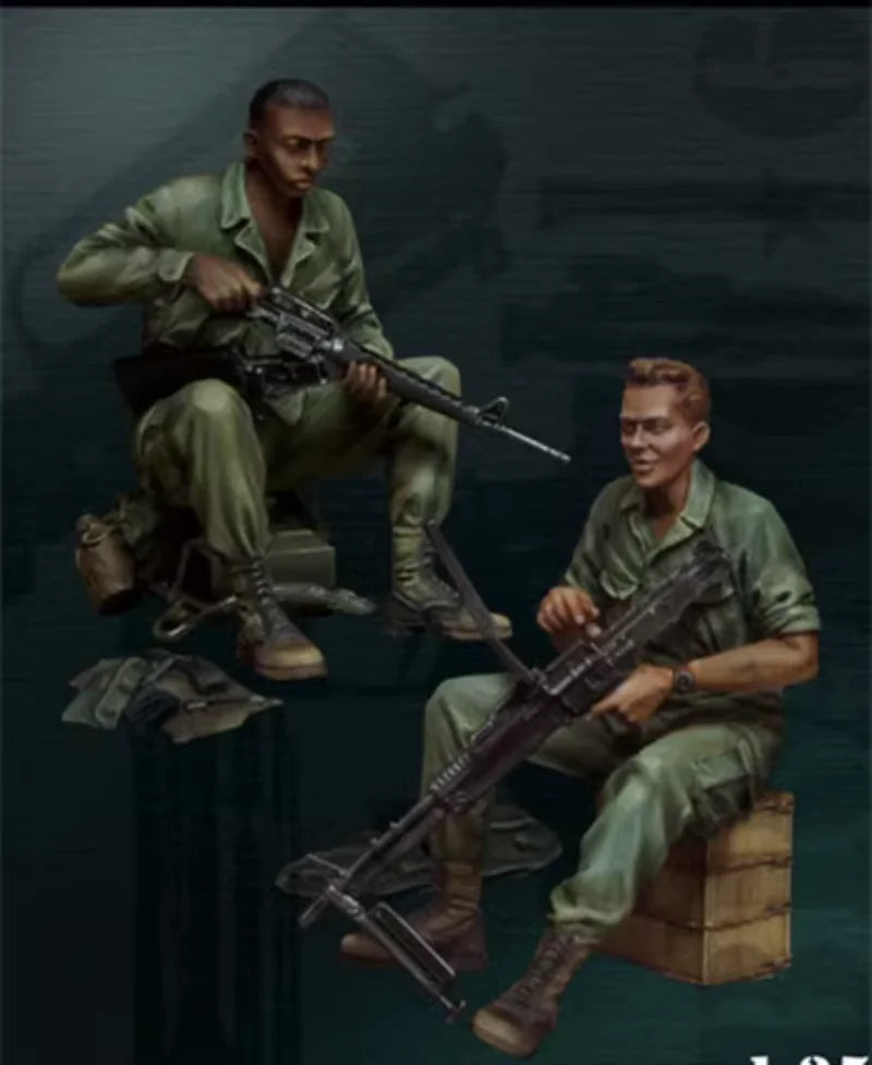 1/35 Vietnam War US Army Machine Gun Team, 2 Figures, Resin Model Figure Kit, Unassembled and Unpainted