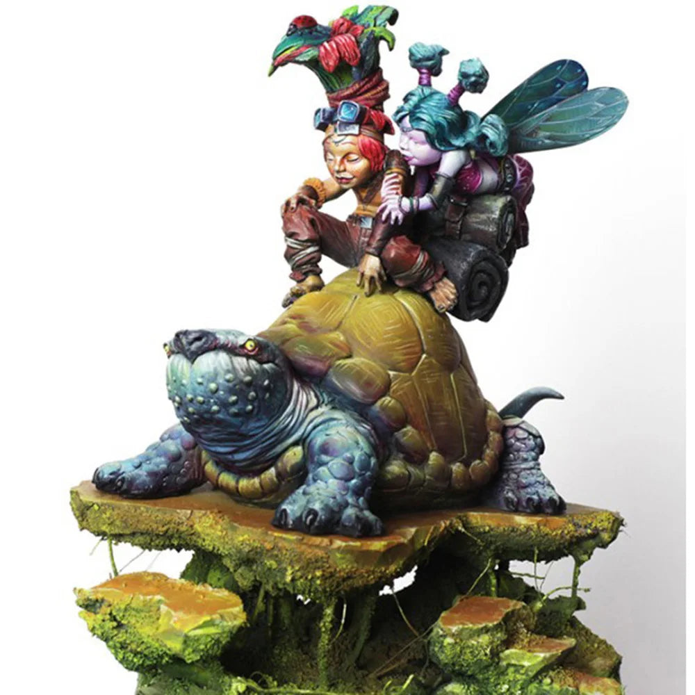 1/24 With Magical Creatures, 4 Figures, Resin Model Diorama Kit, Fantasy Theme, Unassembled and Unpainted