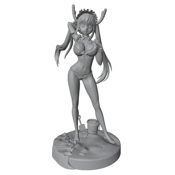 1/24 Demon with Curved Horns and Flowing Hair, Resin Model Figure Kit, Anime Theme, Unassembled and Unpainted