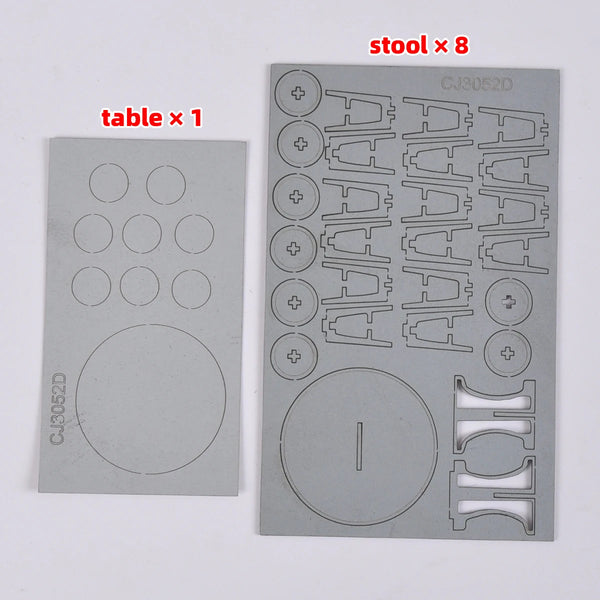 1/35 Café Table with Bar Stools, Resin Model Diorama Kit, Historical Theme, Unassembled and Unpainted