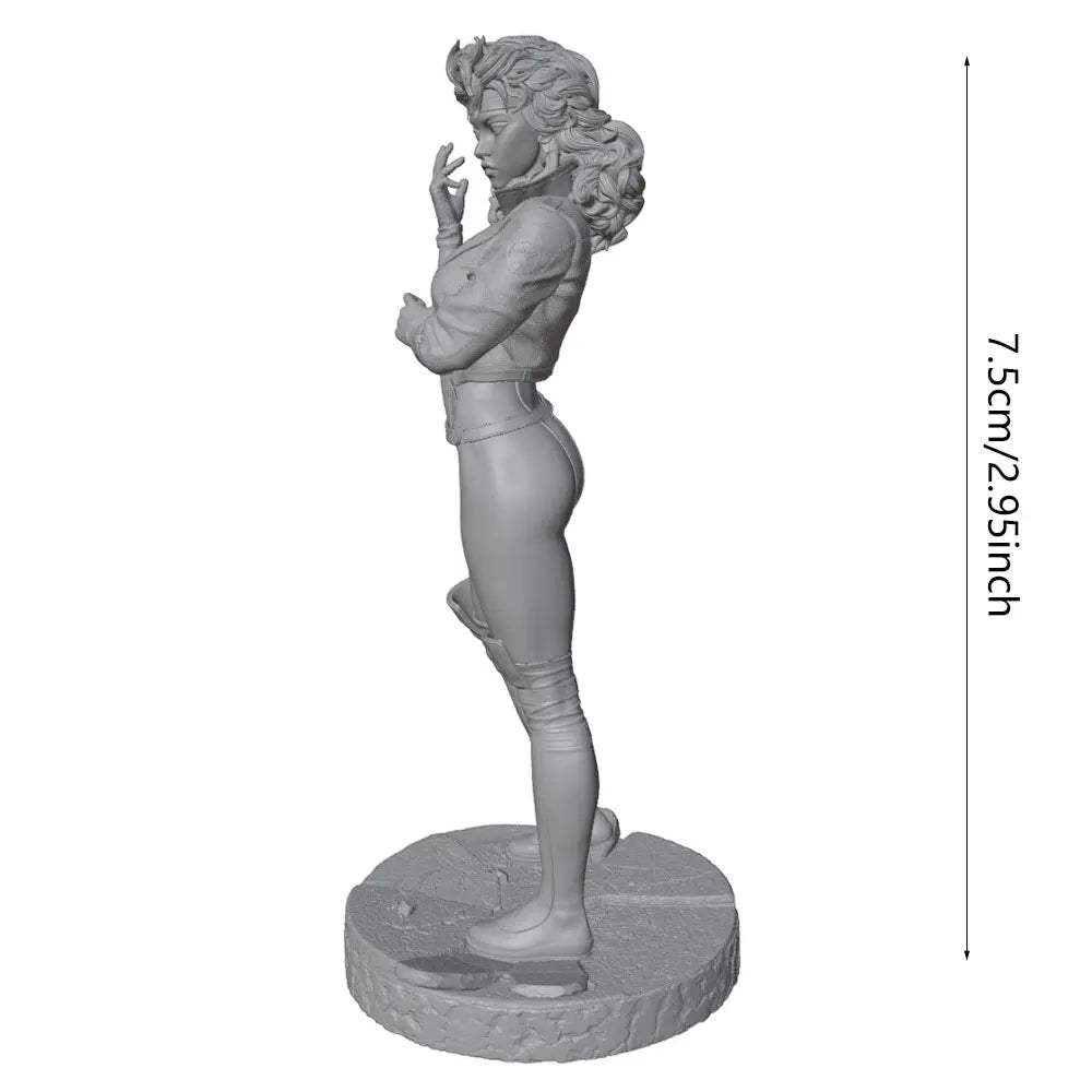 75mm Curly-Haired Warrior in Leather Jacket, Resin Model Figure Kit, Unassembled and Unpainted