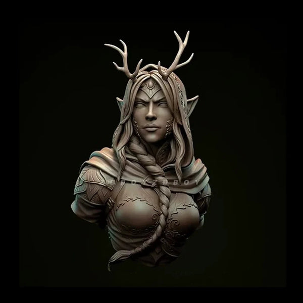 1/12 Aelith Deer Spirit, Resin Model Bust Kit, Fantasy Theme, Unassembled and Unpainted