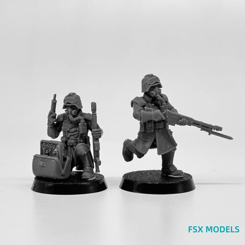 28mm Grim Guard Militants, 10 Figures, Resin Model Figure Kit, Sci-Fi Theme, Unassembled and Unpainted