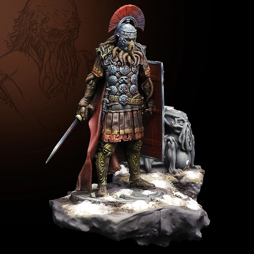 1/24 Dwarf King with Crested Helm and Heraldic Shield, Resin Model Figure Kit, Fantasy Theme, Unassembled and Unpainted