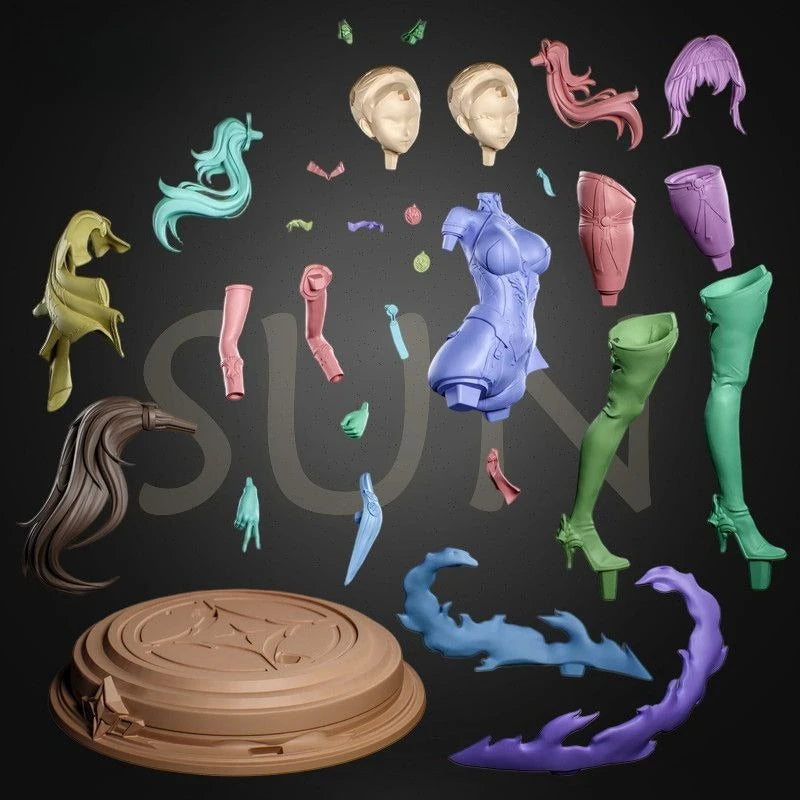 Pink-Haired Anime Girl, Resin Model Figure Kit, Anime Theme, Unassembled and Unpainted