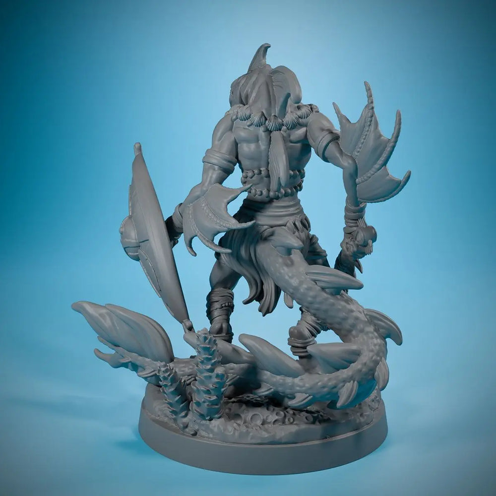 50mm Shark Humanoid Warrior, 4 Figures, Resin Model Figure Kit, Fantasy Theme, Unassembled and Unpainted