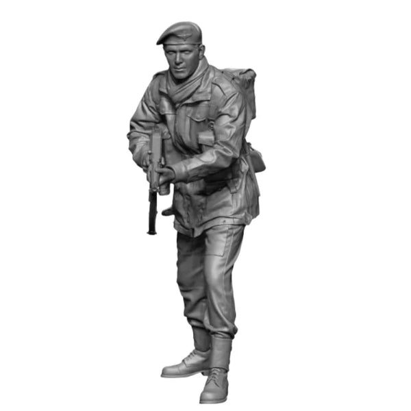 1/16 WWII British Airborne Trooper Advancing, Resin Model Figure Kit, Unassembled and Unpainted