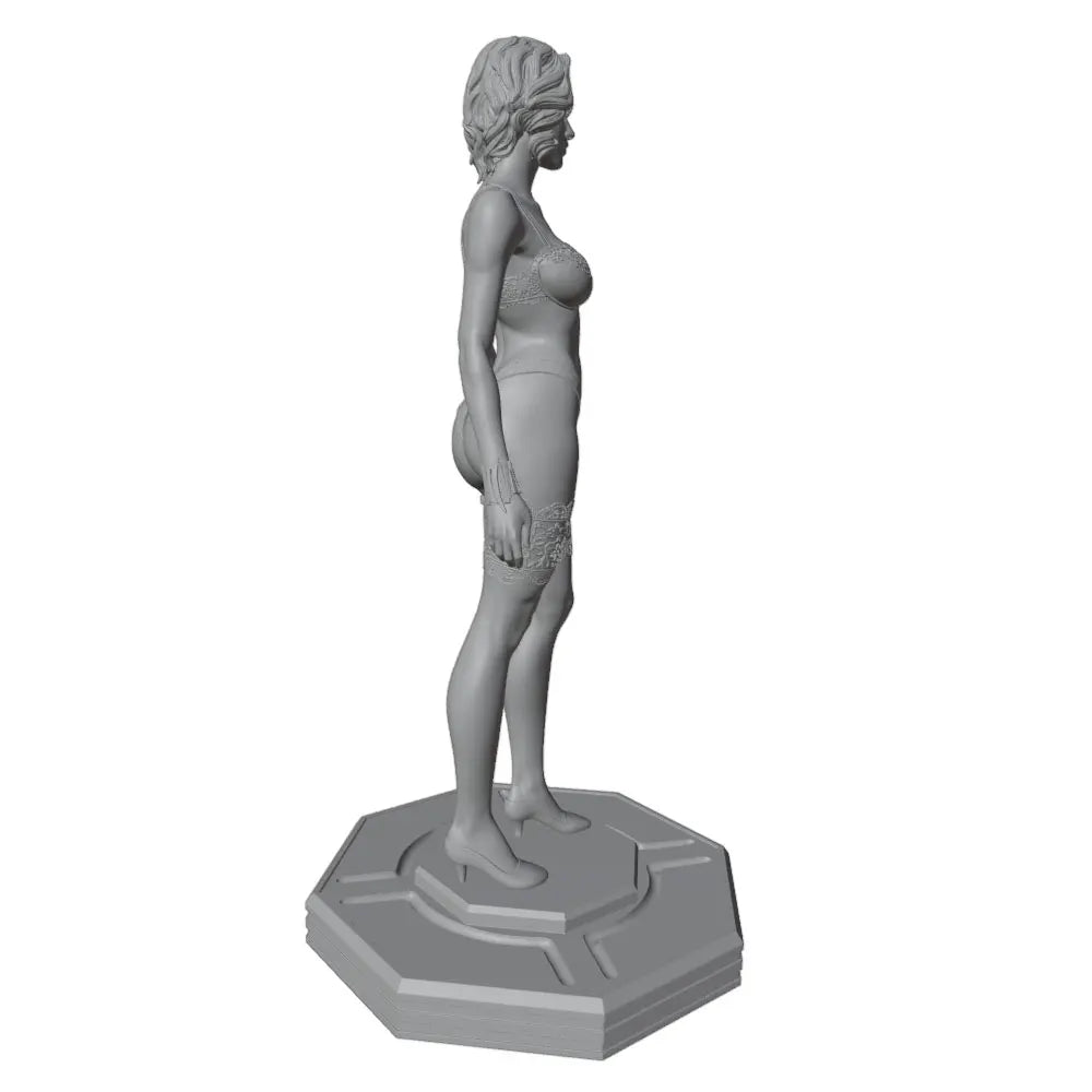 1/24 Standing Female with Curled Hair, Resin Model Figure Kit, Unassembled and Unpainted