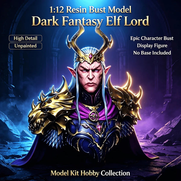 1/12 Dark Fantasy Elf Lord, Resin Model Bust Kit, Fantasy Theme, Unassembled and Unpainted