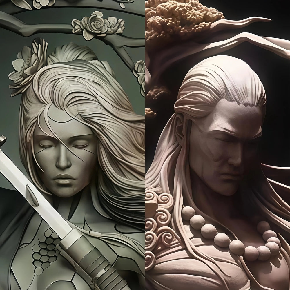 1/10 Female Fantasy Warrior, Resin Model Figure Kit, Fantasy Theme, Unassembled and Unpainted