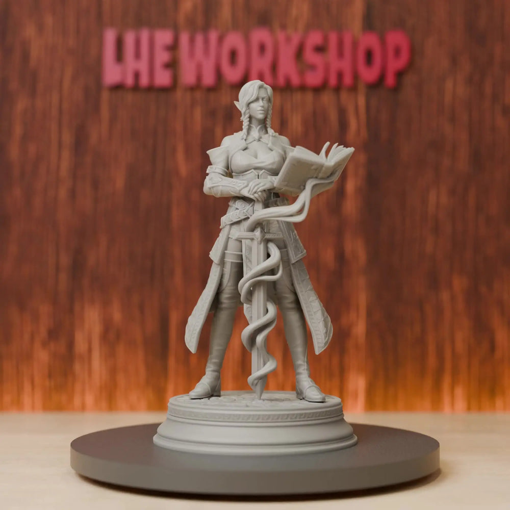 75mm Elf Battlemage & Fantasy Creatures, Resin Model Figure Kit, Fantasy Theme, Unassembled and Unpainted