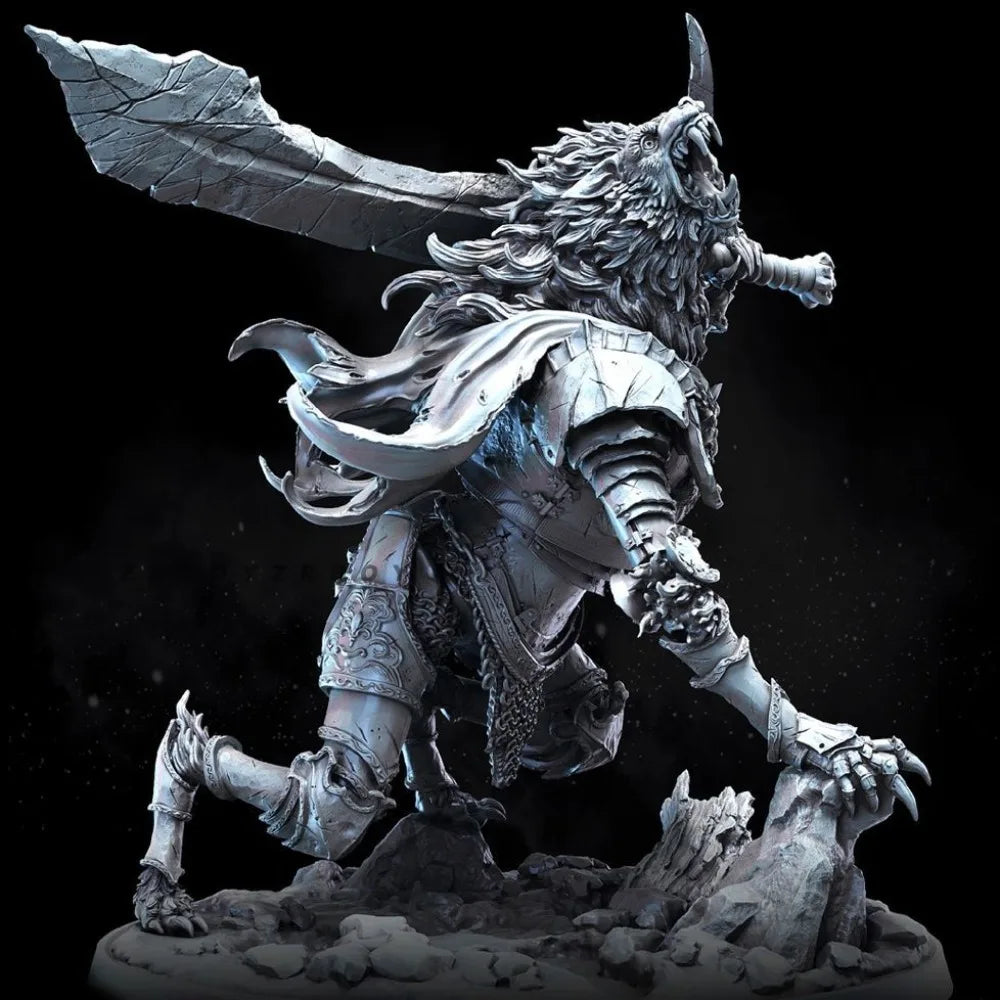 75mm Dark Fantasy Zombie Wolf King, 5 Figures, Resin Model Figure Kit, Fantasy Theme, Unassembled and Unpainted