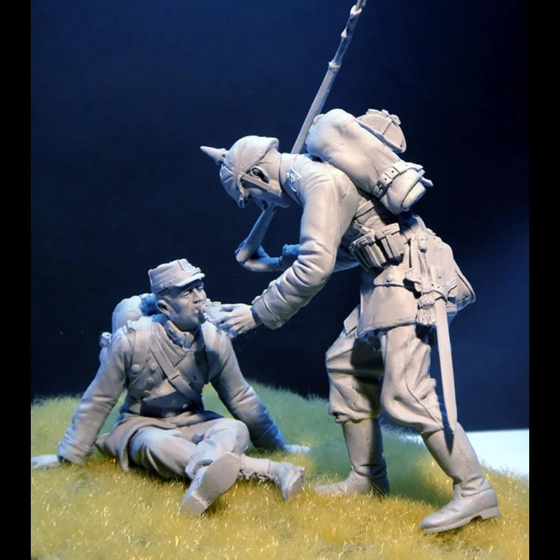 1/16 WWII German Soldiers Combat Action, 2 Figures, Resin Model Figure Kit, Unassembled and Unpainted
