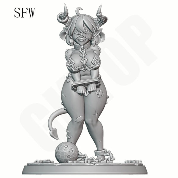 1/24 Spiral-Horned Demon Sorceress, Resin Model Figure Kit, Fantasy Theme, Unassembled and Unpainted