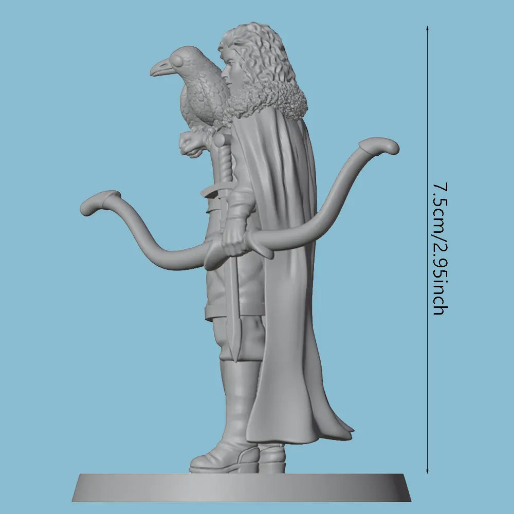 75mm Medieval Archer with Bird, Resin Model Figure Kit, Unassembled and Unpainted
