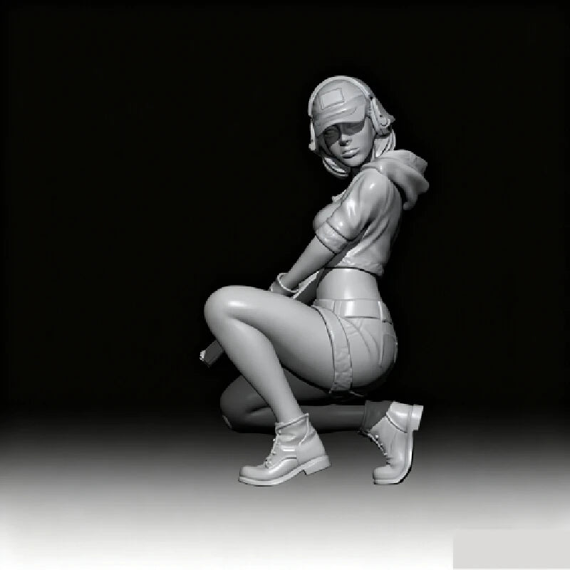 55mm Detective Girl, Resin Model Figure Kit, Unassembled and Unpainted