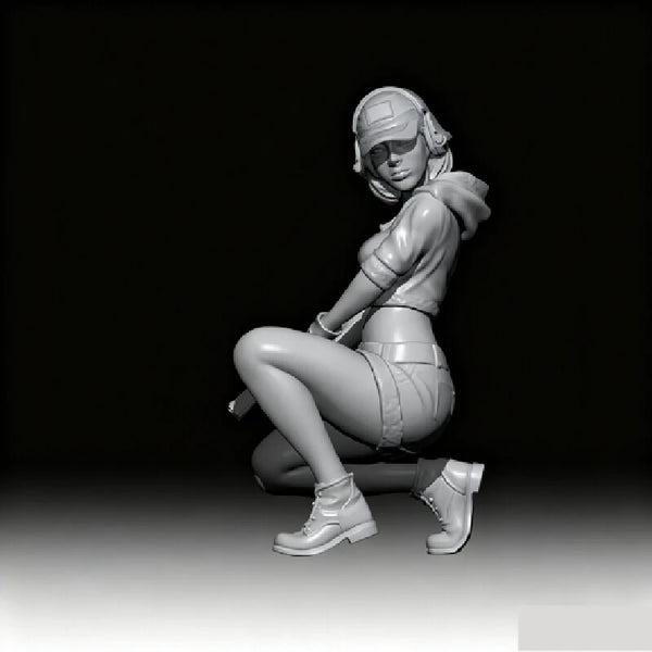 55mm Detective Girl, Resin Model Figure Kit, Unassembled and Unpainted