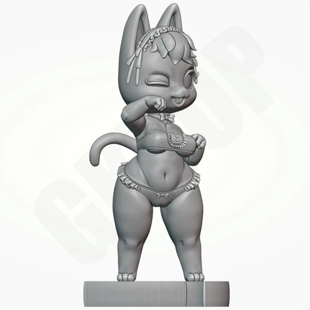 1/24 Catgirl with Chain Bikini, Resin Model Figure Kit, Anime Theme, Unassembled and Unpainted