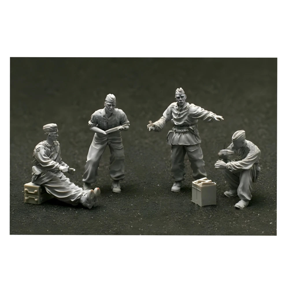 1/35 WWII German 2cm Flak Crew, 4 Figures, Resin Model Figure Kit, Unassembled and Unpainted