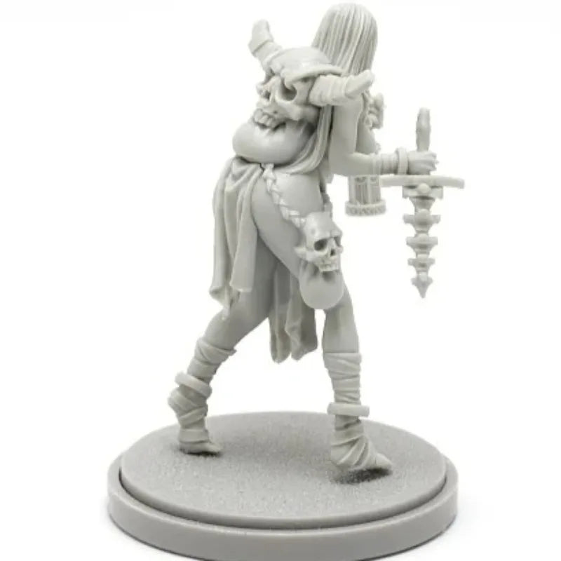 30mm Orc Sorceress with Staff and Lantern, Resin Model Figure Kit, Fantasy Theme, Unassembled and Unpainted