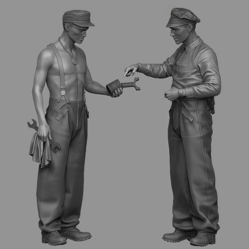 1/35 WWII German Soldiers in Communication Poses, 4 Figures, Resin Model Figure Kit, Unassembled and Unpainted