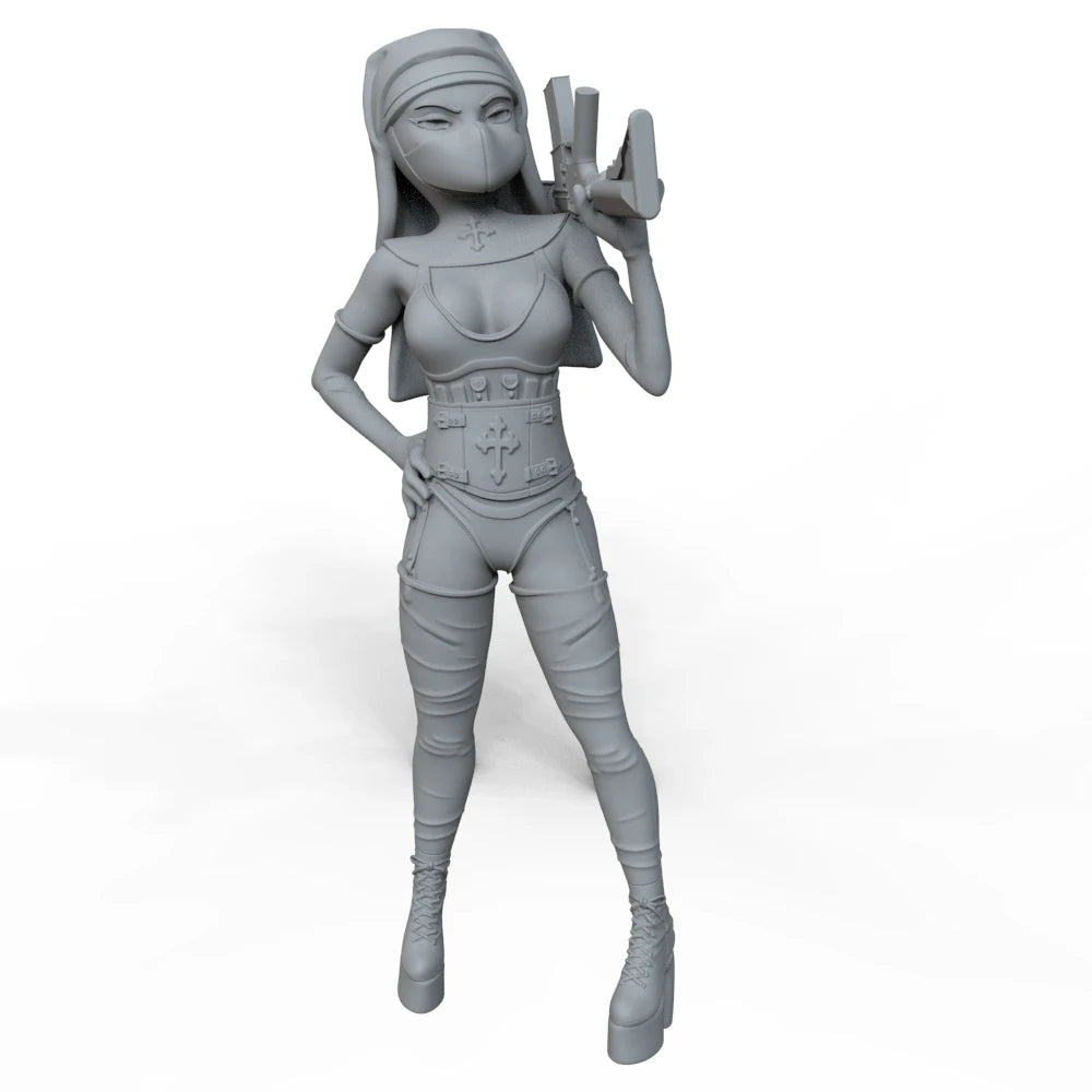 1/24 Female Warrior Nun, Resin Model Figure Kit, Fantasy Theme, Unassembled and Unpainted