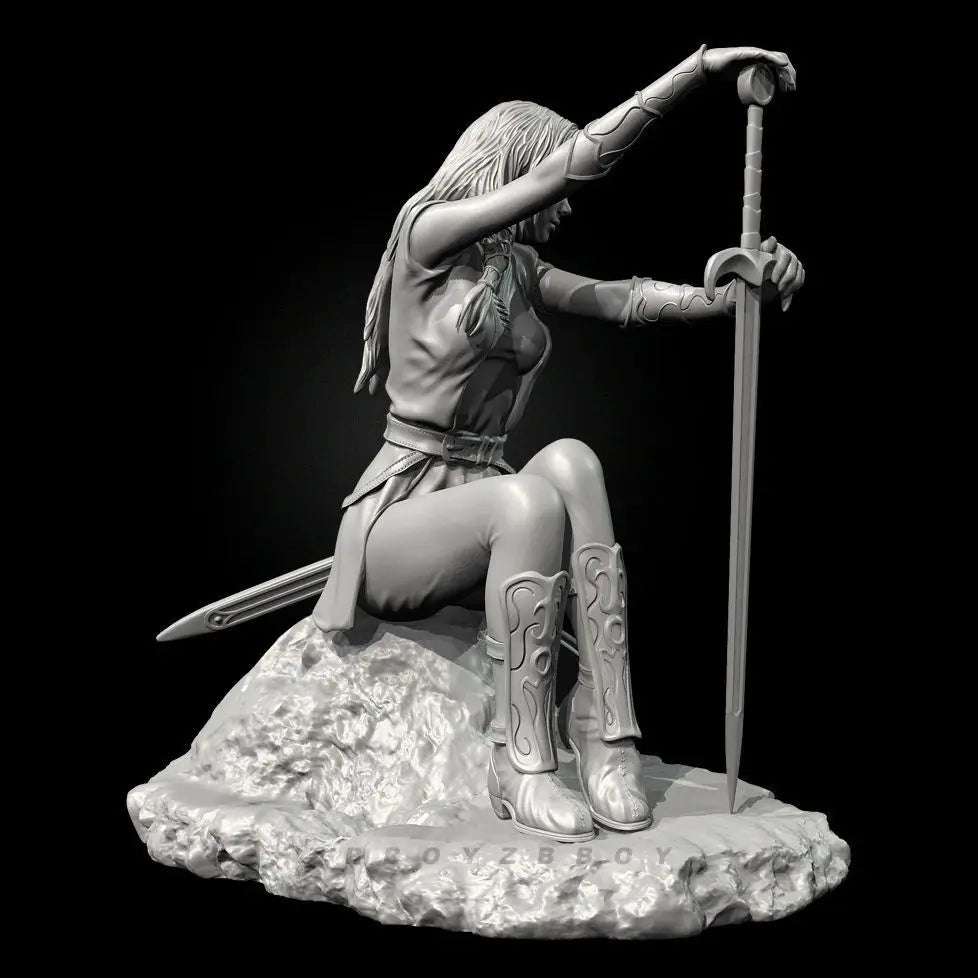 65mm Female Warrior Swordsman, Resin Model Figure Kit, Fantasy Theme, Unassembled and Unpainted