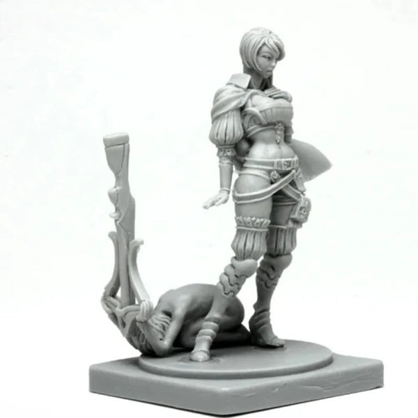30mm Fantasy Pin-up Warrior Hunter, 2 Figures, Resin Model Figure Kit, Unassembled and Unpainted