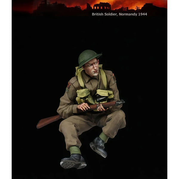 1/35 WWII British Infantry in Seated Combat Position, 2 Figures, Resin Model Figure Kit, Unassembled and Unpainted