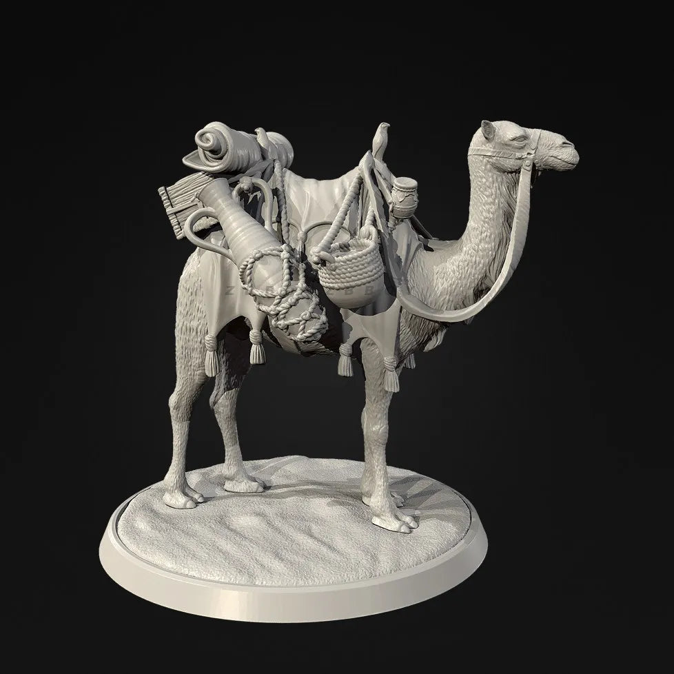 75mm Medieval Camel with Rider, Resin Model Creature Kit, Unassembled and Unpainted