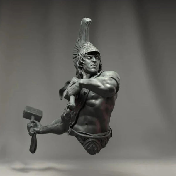 1/10 Ancient Greek Warrior in Plumed Corinthian Helmet, Resin Model Bust Kit, Fantasy Theme, Unassembled and Unpainted