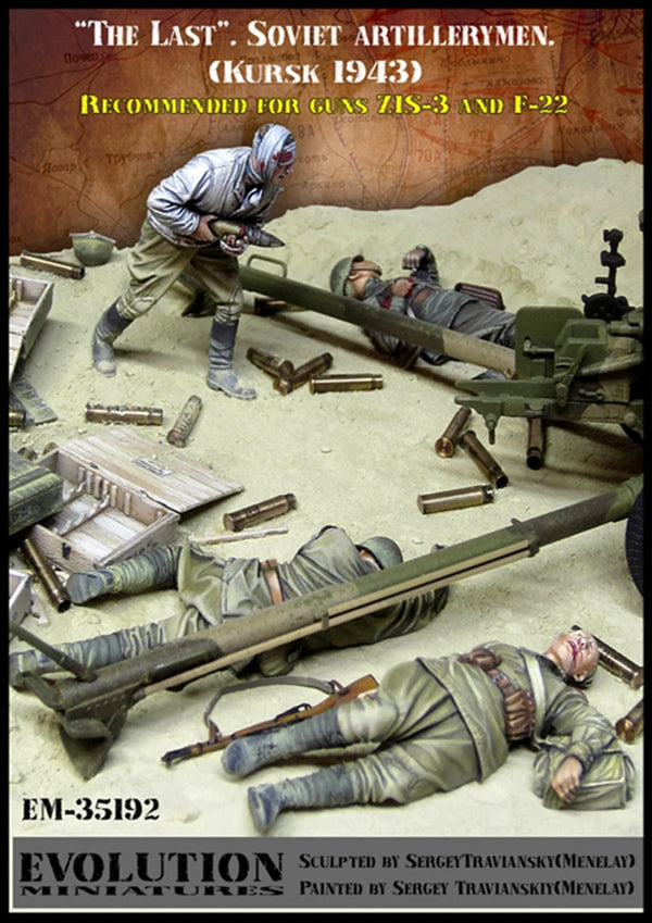 1/35 WWII Soviet Artillerymen, 4 Figures, Resin Model Figure Kit, Unassembled and Unpainted