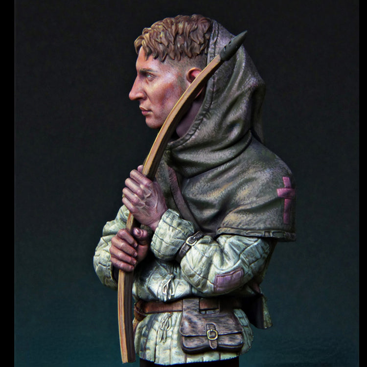 1/12 Medieval English Longbowman, Resin Model Bust Kit, Unassembled and Unpainted