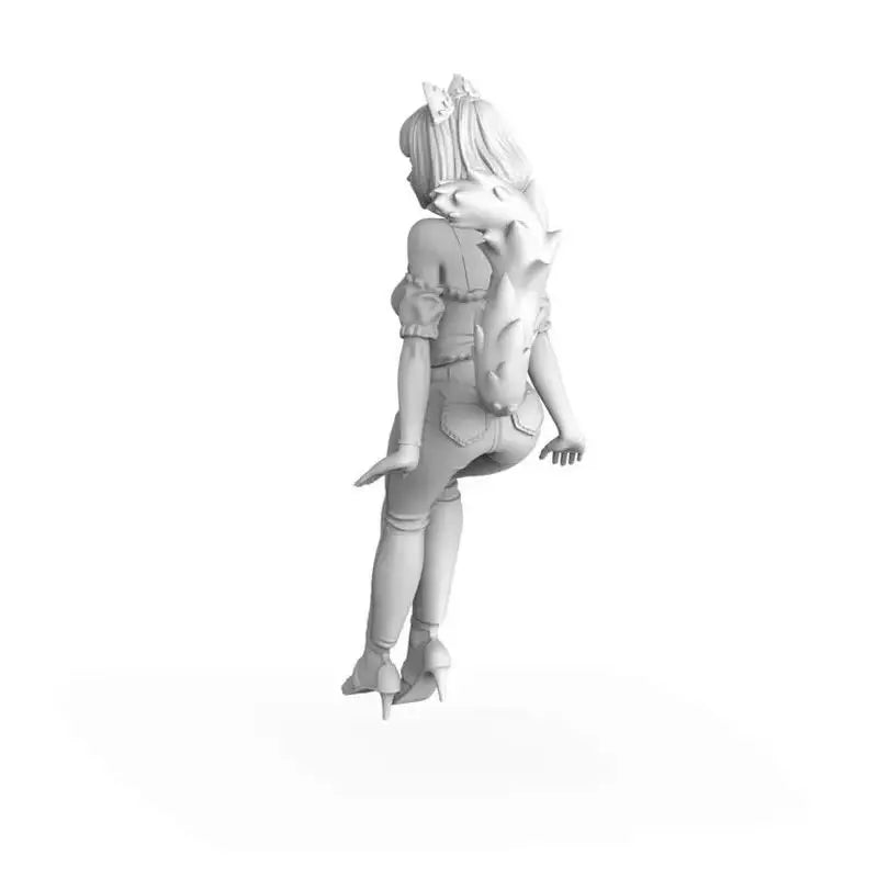 1/35 Action Girl with Fox Companion, Resin Model Figure Kit, Anime Theme, Unassembled and Unpainted