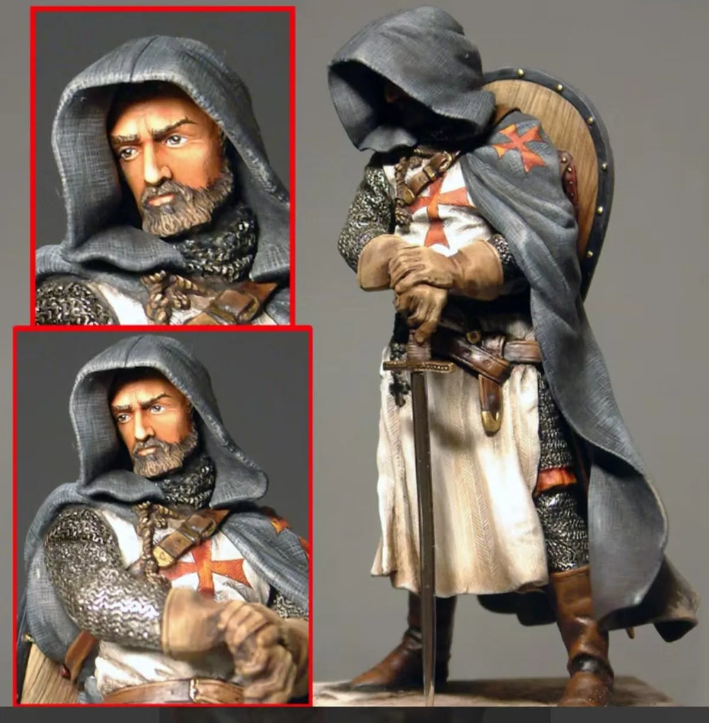 90mm Medieval Crusader Knight Templar, Resin Model Figure Kit, Unassembled and Unpainted