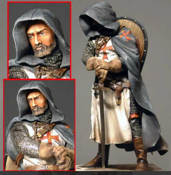 90mm Medieval Crusader Knight Templar, Resin Model Figure Kit, Unassembled and Unpainted