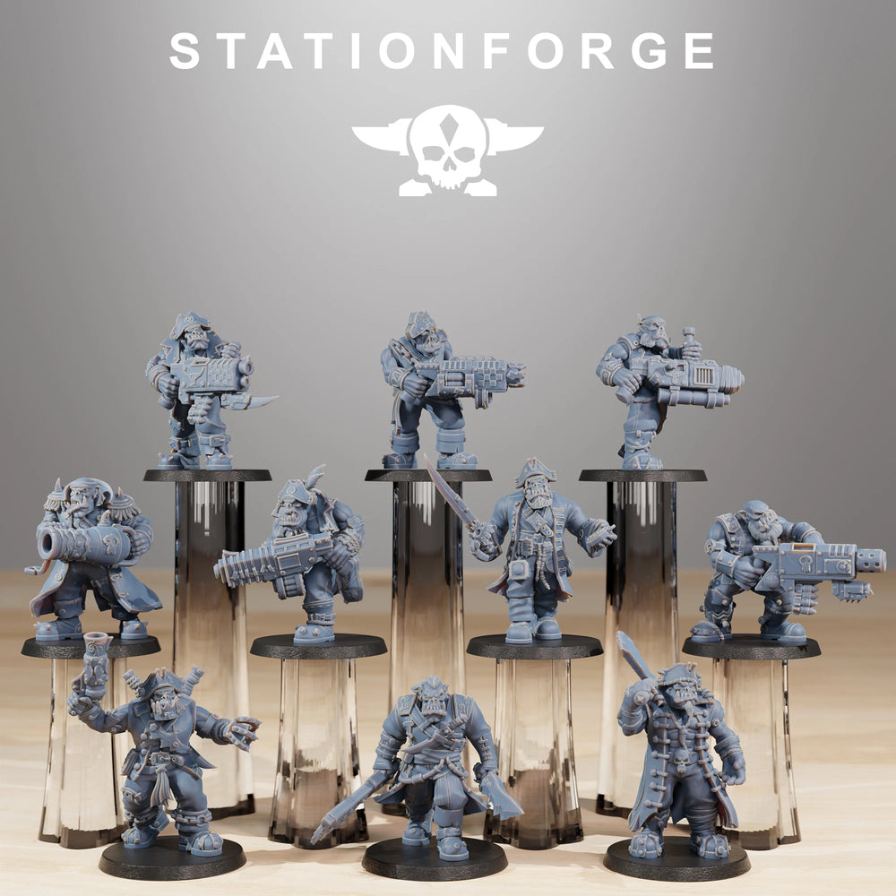 32mm Gothic Sci-Fi Armored Soldiers, 10 Figures, Resin Model Figure Kit, Sci-Fi Theme, Unassembled and Unpainted