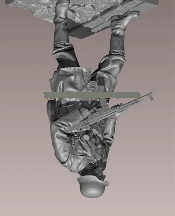 1/35 WWII German Infantryman Standing at Ready, Resin Model Figure Kit, Unassembled and Unpainted
