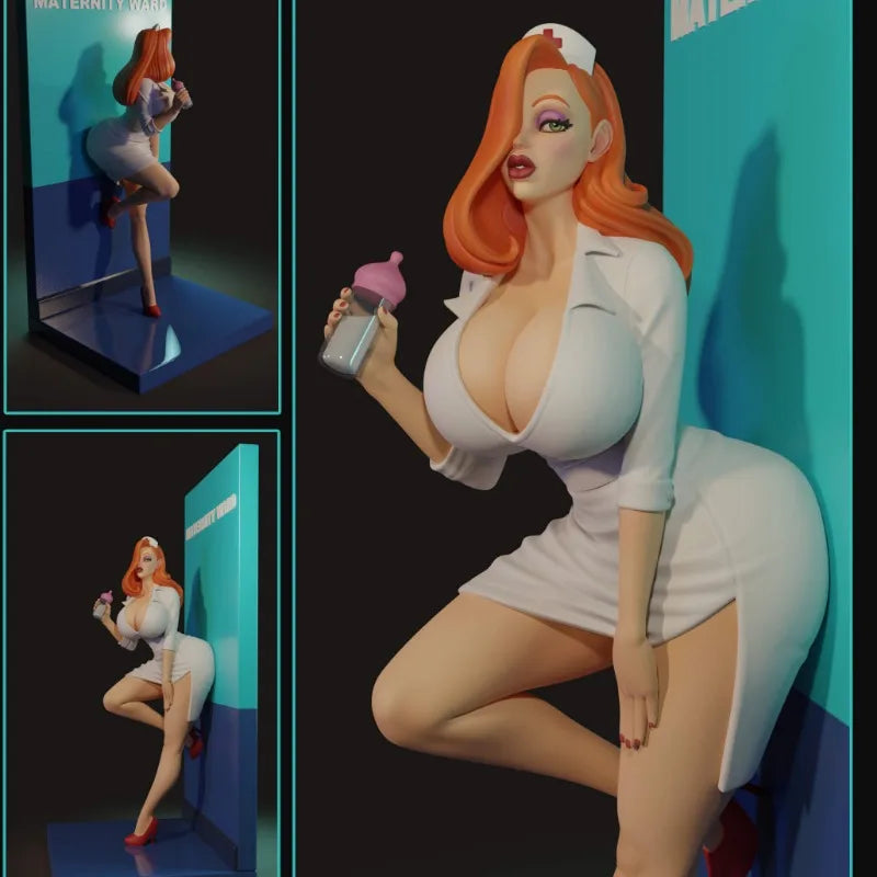1/24 Pin-up Nurse, Resin Model Figure Kit, Unassembled and Unpainted