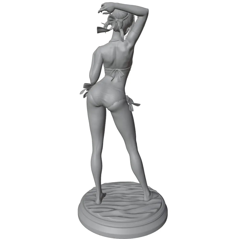 1/24 Blonde Pin-up in Blue Bikini Hand on Hip, Resin Model Figure Kit, Unassembled and Unpainted