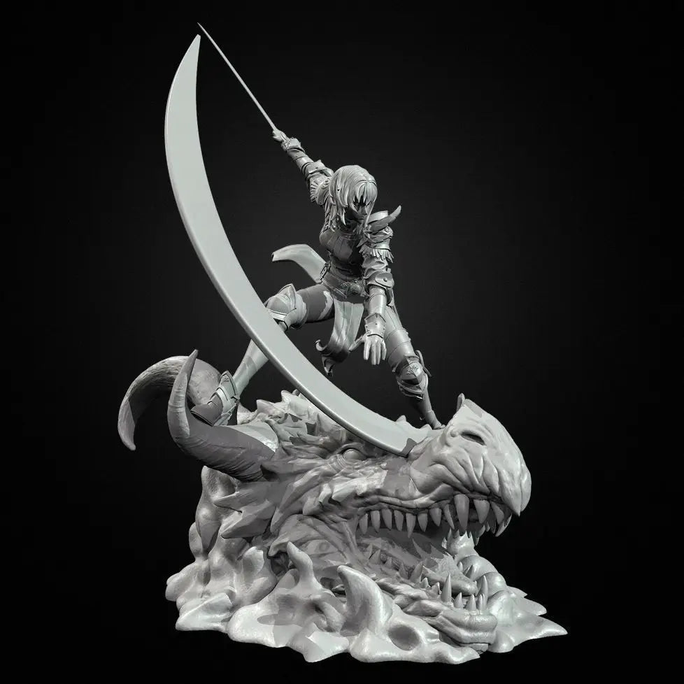 80mm Female Witch Swordsman, Resin Model Figure Kit, Fantasy Theme, Unassembled and Unpainted