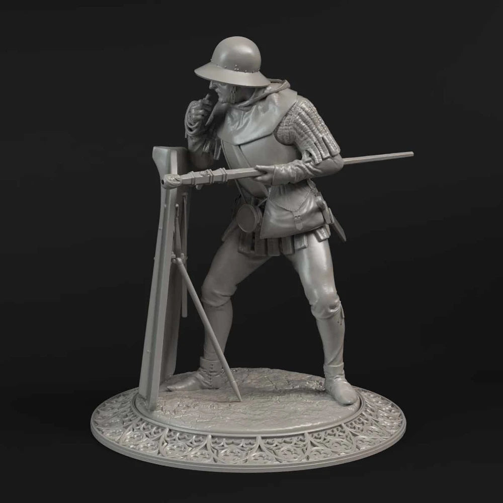 1/24 Medieval Gunner Arquebusier, Resin Model Figure Kit, Unassembled and Unpainted