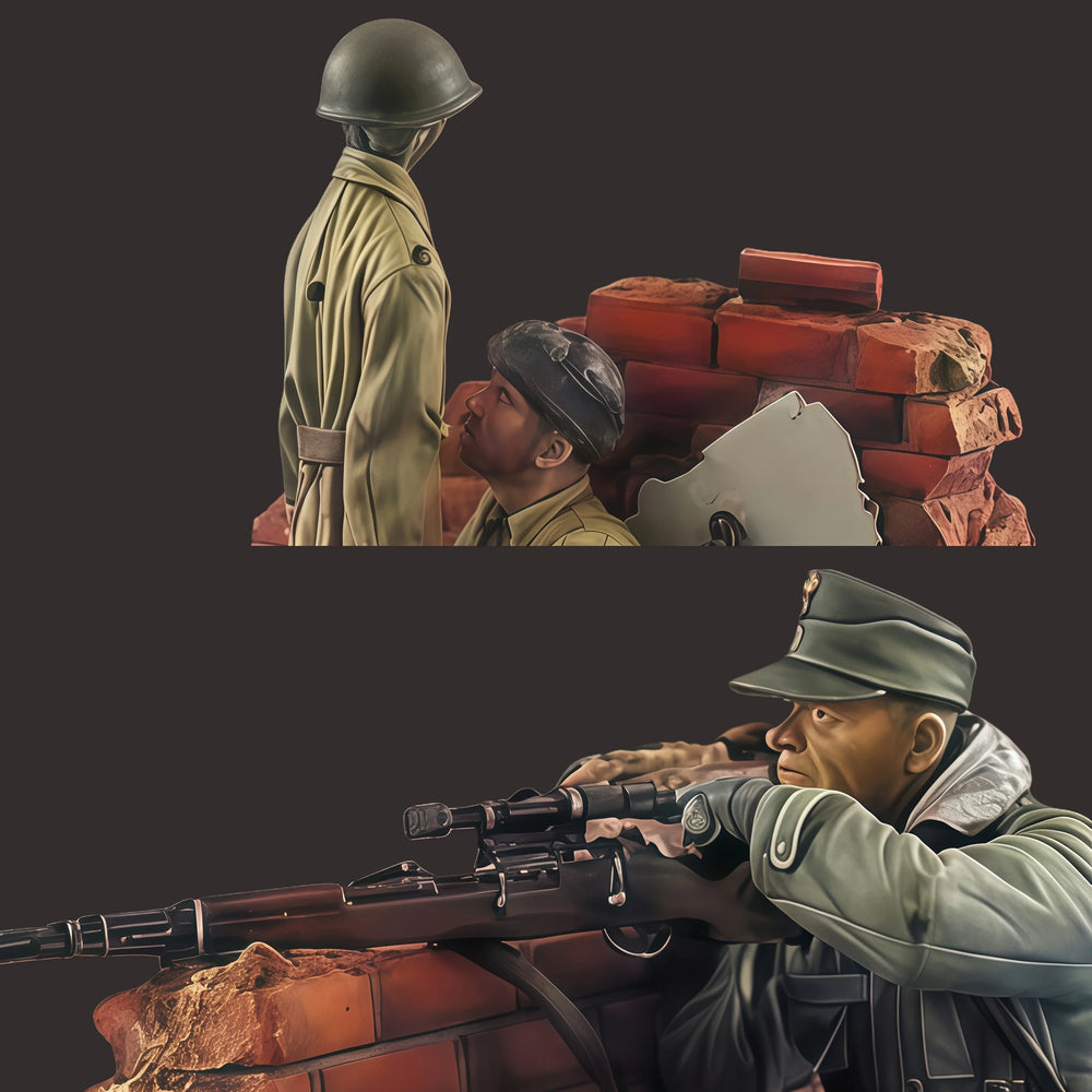 1/35 WWI Trench Defensive Position, 3 Figures, Resin Model Diorama Kit, Unassembled and Unpainted