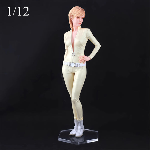 1/12 Modern Blonde Spy with Pistol in Cream Bodysuit, Resin Model Figure Kit, Unassembled and Unpainted
