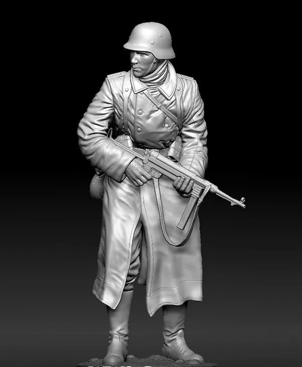 1/16 WWII German Infantry Rifleman Standing Alert, Resin Model Figure Kit, Unassembled and Unpainted