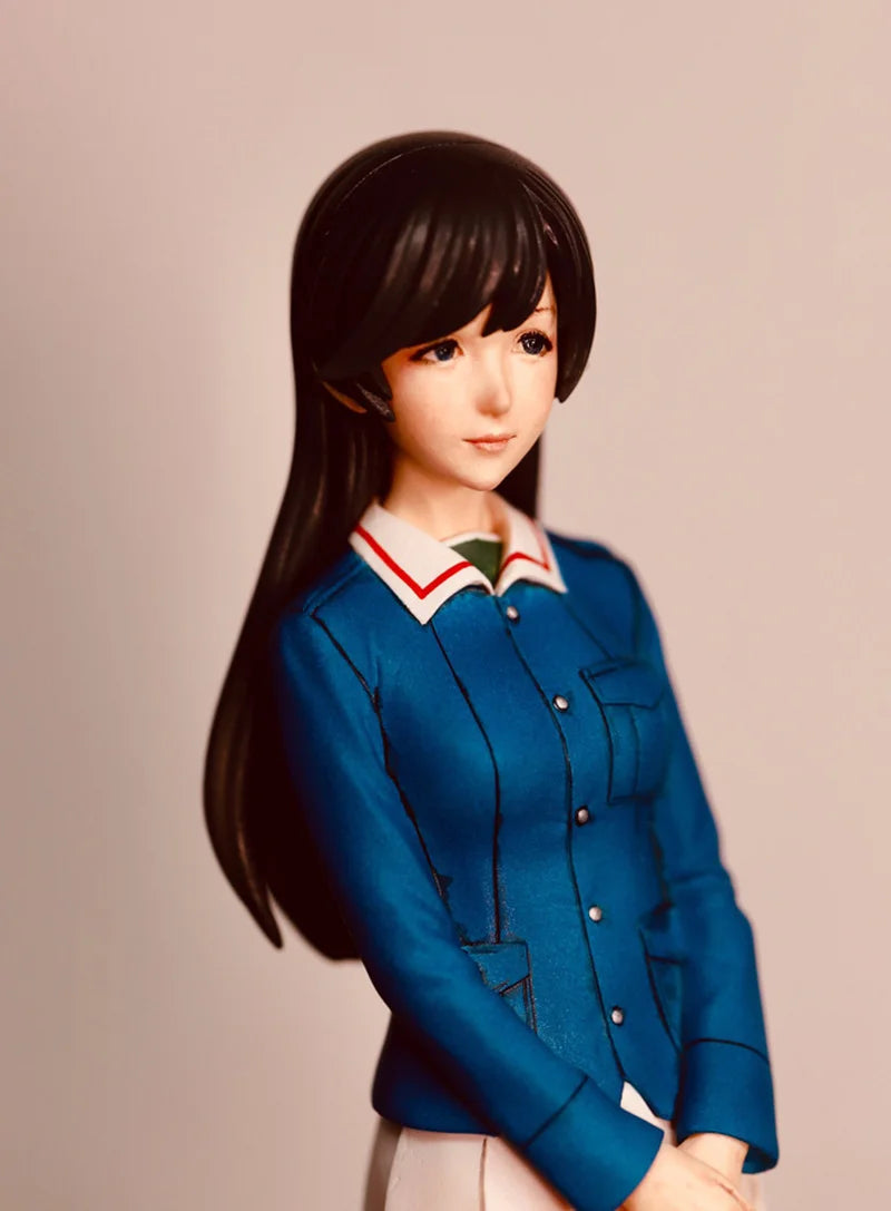 1/12 Long-Haired Anime Schoolgirl in Blue Sailor Uniform, Resin Model Figure Kit, Anime Theme, Unassembled and Unpainted