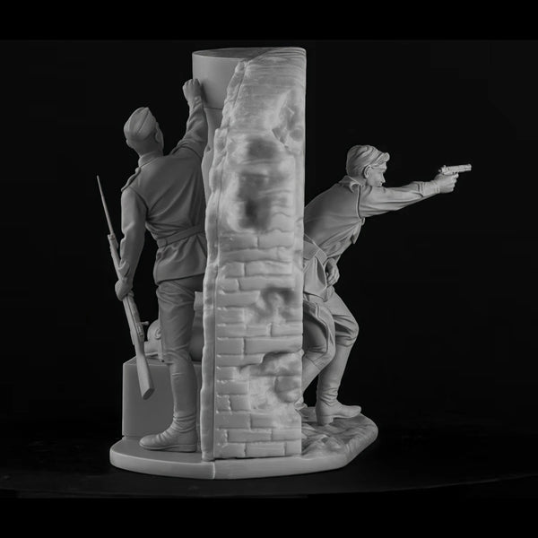 54mm Medieval Archer Soldiers Fortified Tower, 4 Figures, Resin Model Diorama Kit, Unassembled and Unpainted